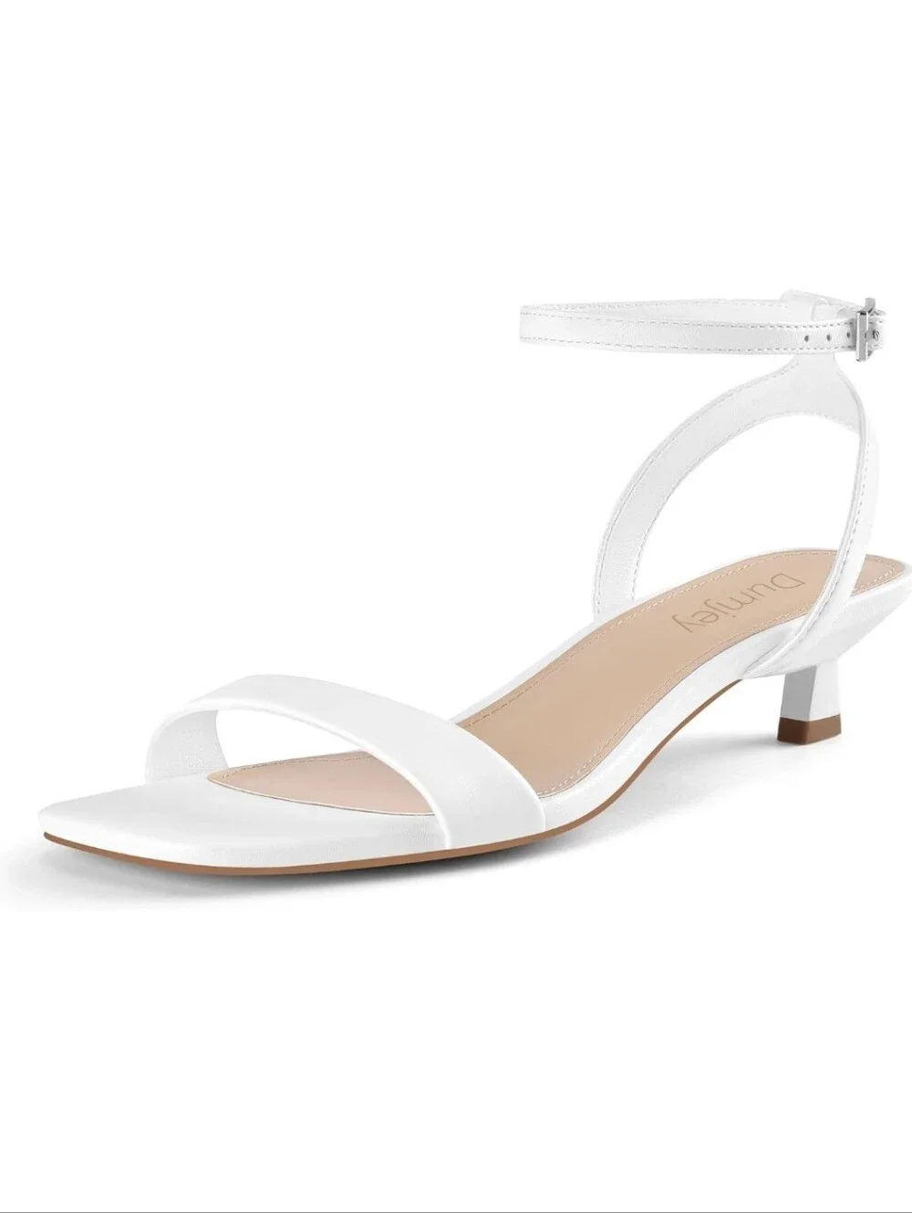 White Ankle-Strap Low Heel Sandals - Classic Minimalist Style Size 13